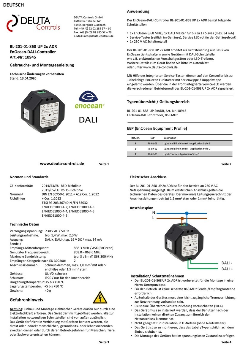 DEUTA Controls BL-201-01-868 UP 2x ADR Assembly instructions and operating manual