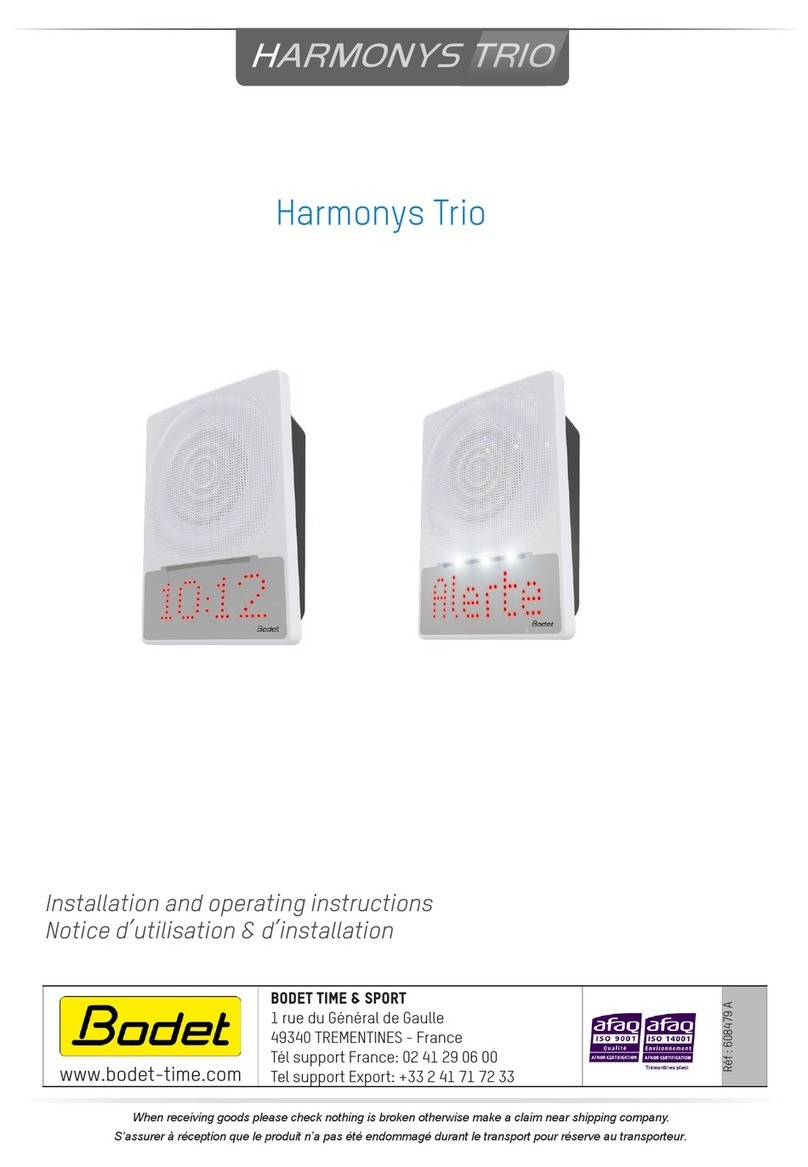 Bodet Harmonys Trio Installation and operating instructions