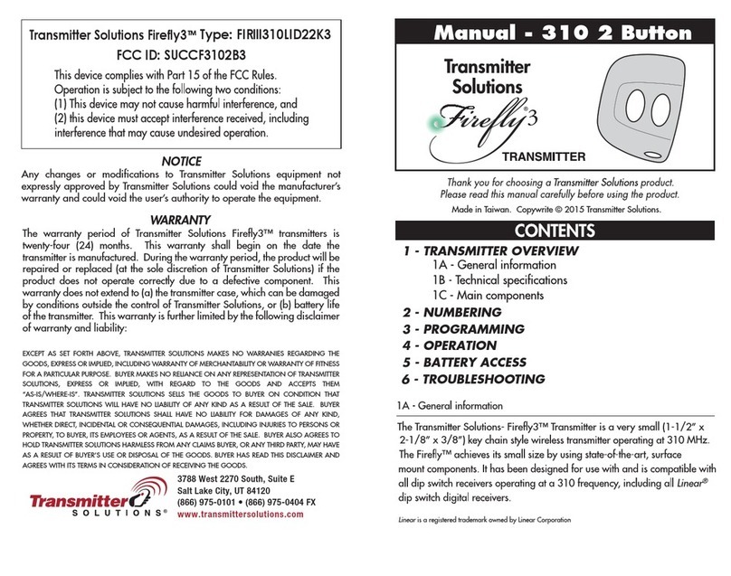 Transmitter Solutions Firefly3 FIRlll310LID22K3 User manual