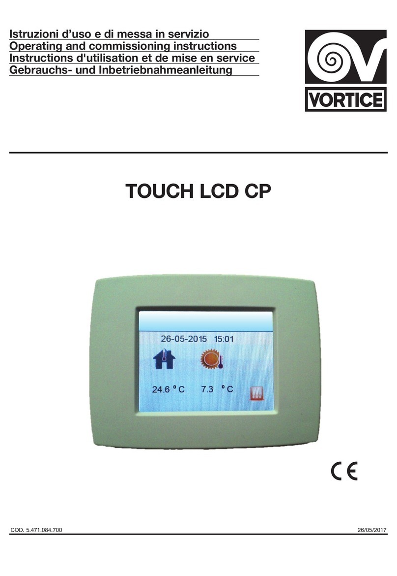 Vortice TOUCH LCD CP Operating and Commissioning Instructions