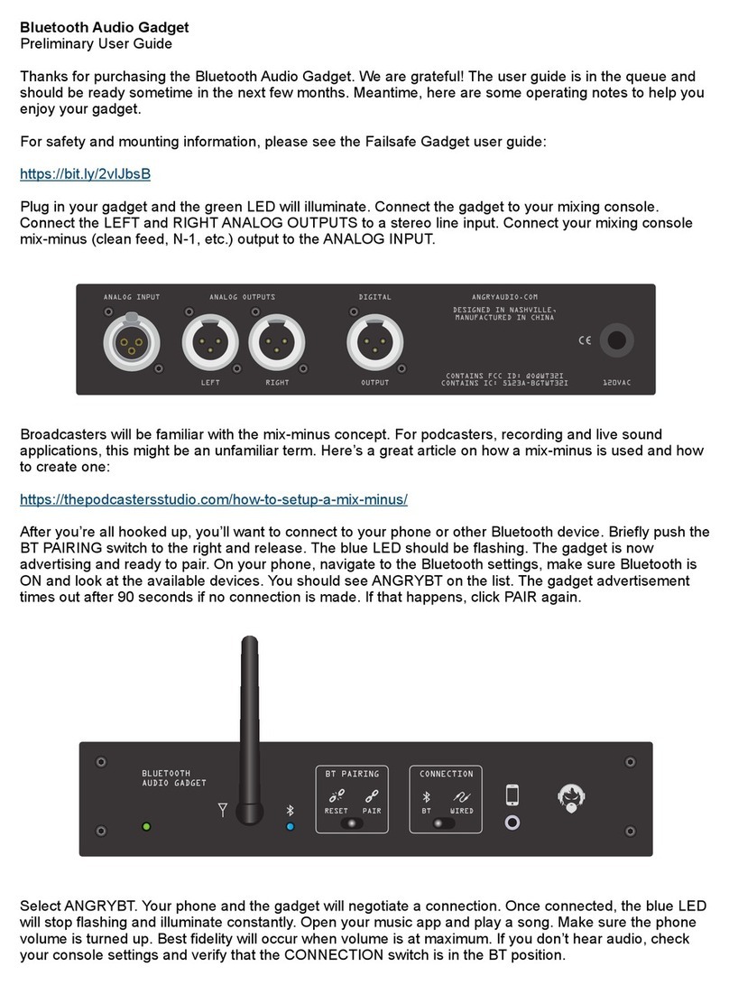 Angry Audio Bluetooth Audio Gadget Preliminary user guide
