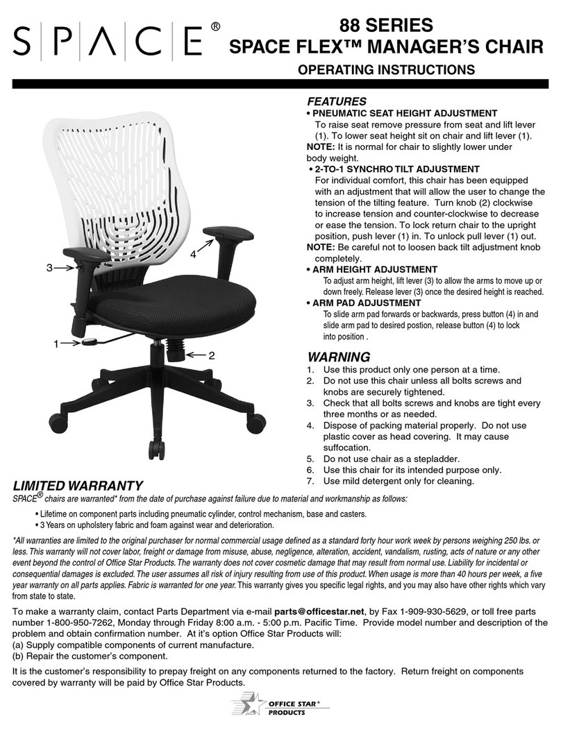 Office Star Products SPACE FLEX 88 Series operating instructions