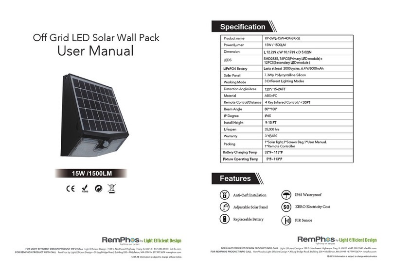 Light Efficient Design RemPhos RP-SWL-15W-40K-BK-GI user manual