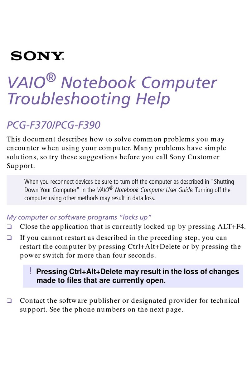 Sony VAIO PCG-F370 Reference guide