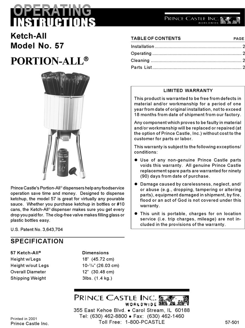 Prince Castle Portion-All Ketch-All 57 User manual