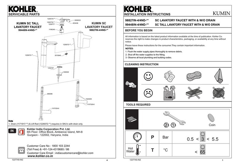 Kohler KUMIN 98827IN-4/4ND Series installation instructions