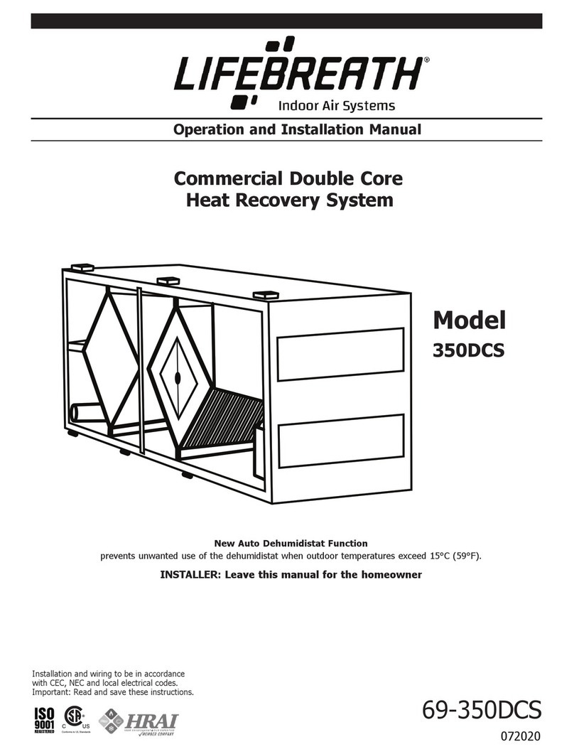 Lifebreath 350DCS Specification sheet