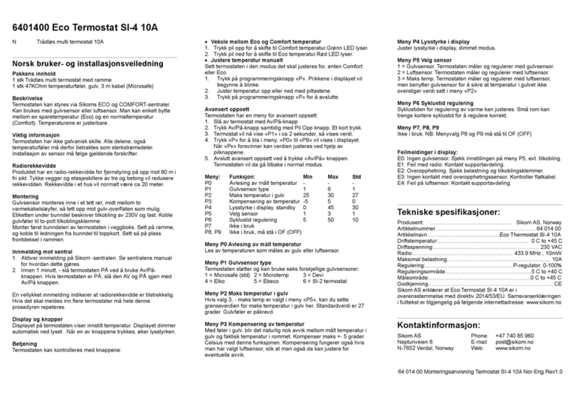 SiKom Eco Thermostat SI-4 Installation and user manual