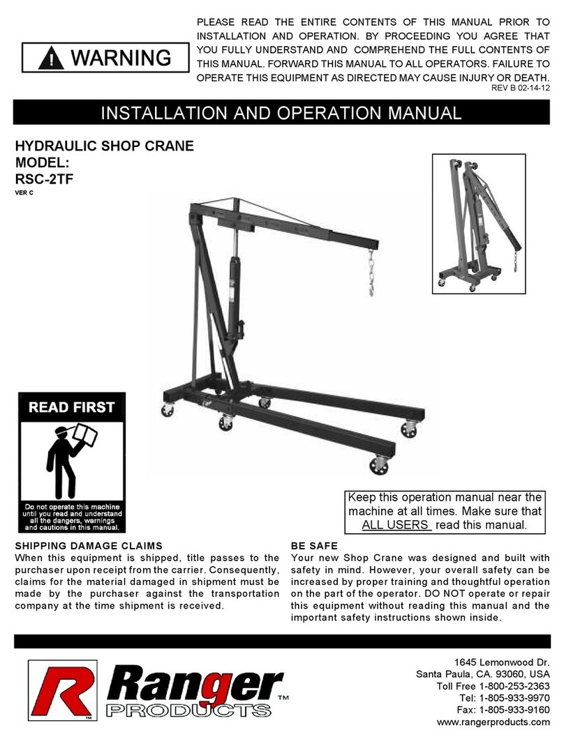 Ranger Products RSC-2TF Installation and operation manual