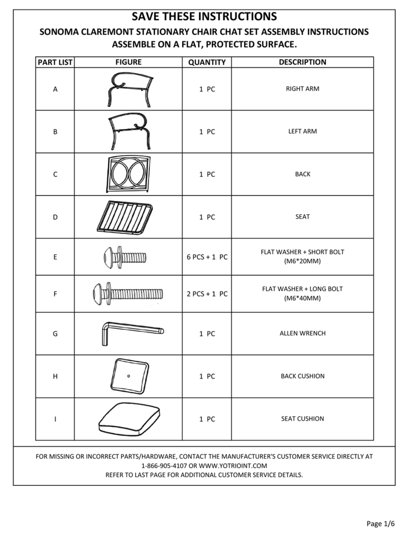 YOTRIO SONOMA CLAREMONT STATIONARY CHAIR CHAT SET User manual