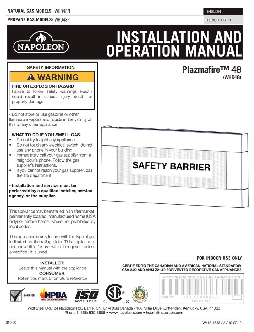 Napoleon Plazmafire 48 Installation and operation manual