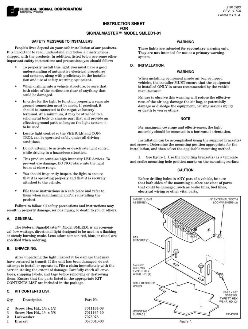 Federal Signal Corporation SIGNALMASTER SMLED1-01 User manual
