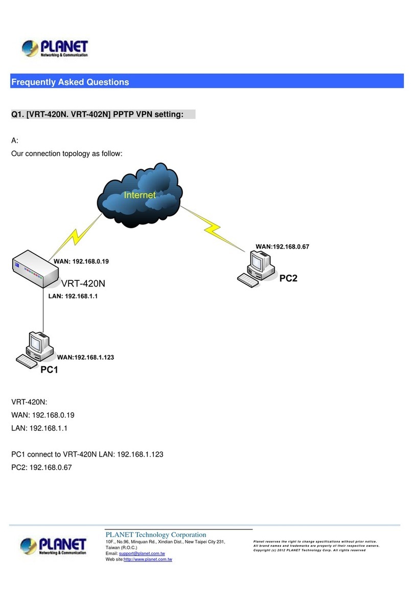 Planet Networking & Communication VRT420N Frequently asked questions