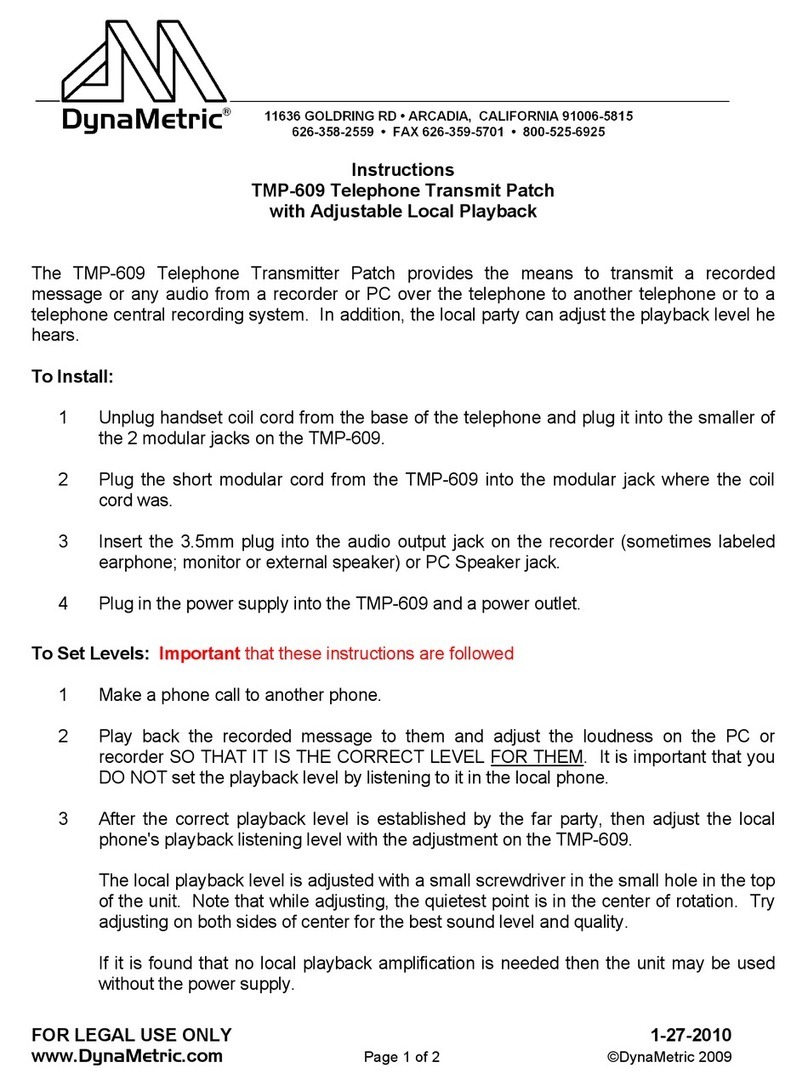 DynaMetric TMP-609 instructions