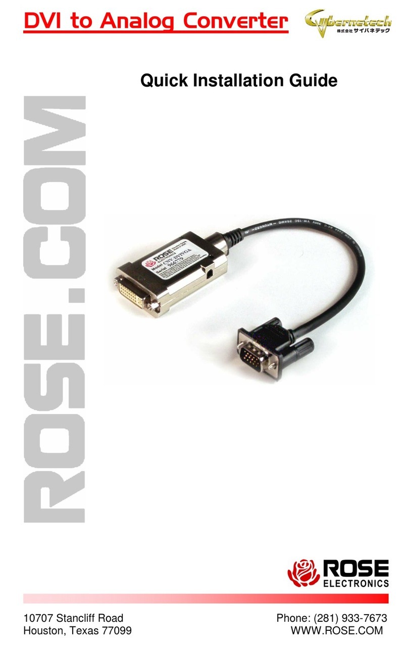 Rose electronics CNV-DVIVGA Series Quick installation guide