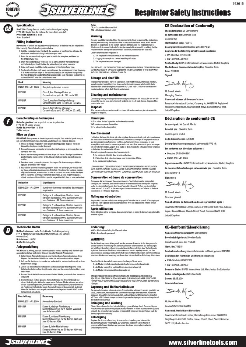 Silverline FFP1 NR Safety instructions