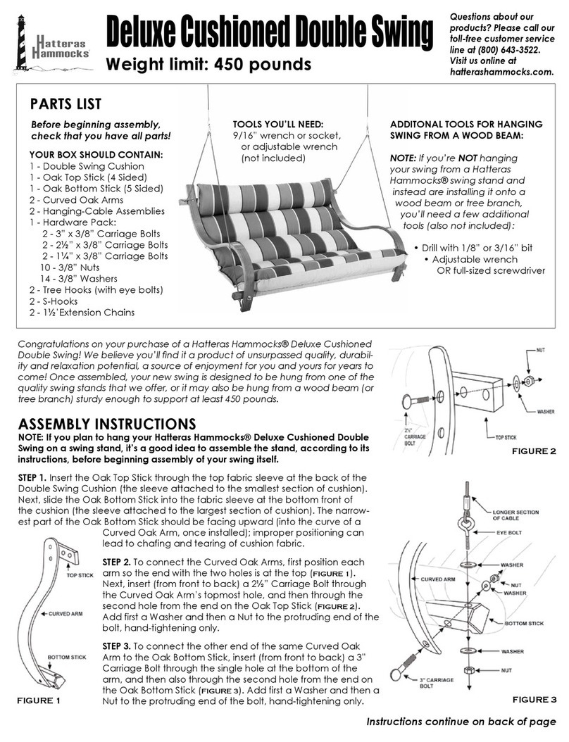Hatteras Hammocks Deluxe Cushioned Double Swing User manual