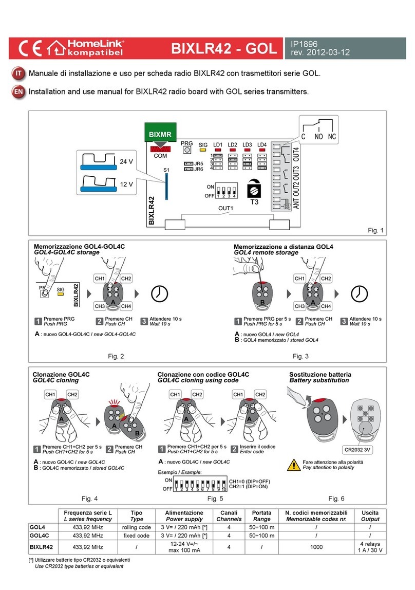 HomeLink GOL Series Installation and use manual