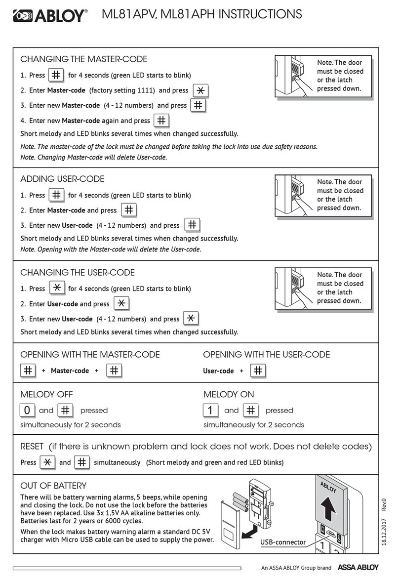Abloy ML81APV instructions