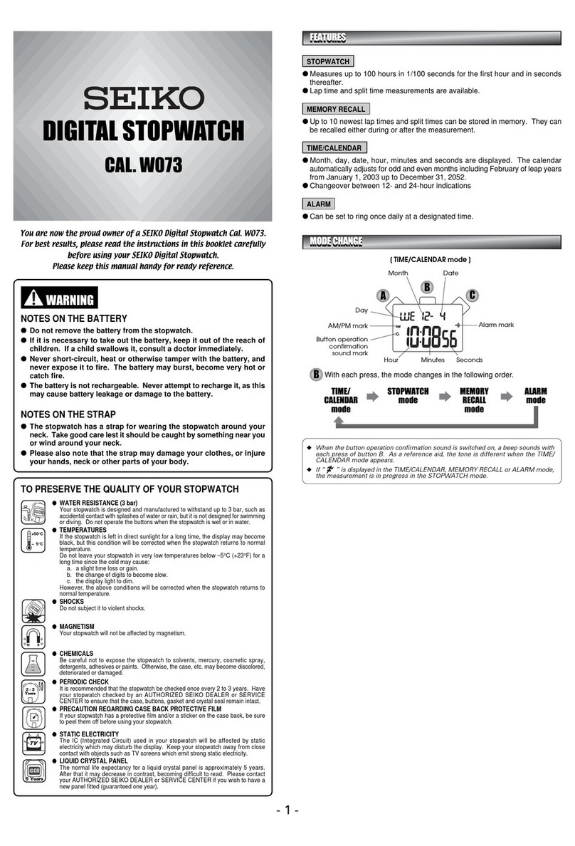 Seiko W073 User manual