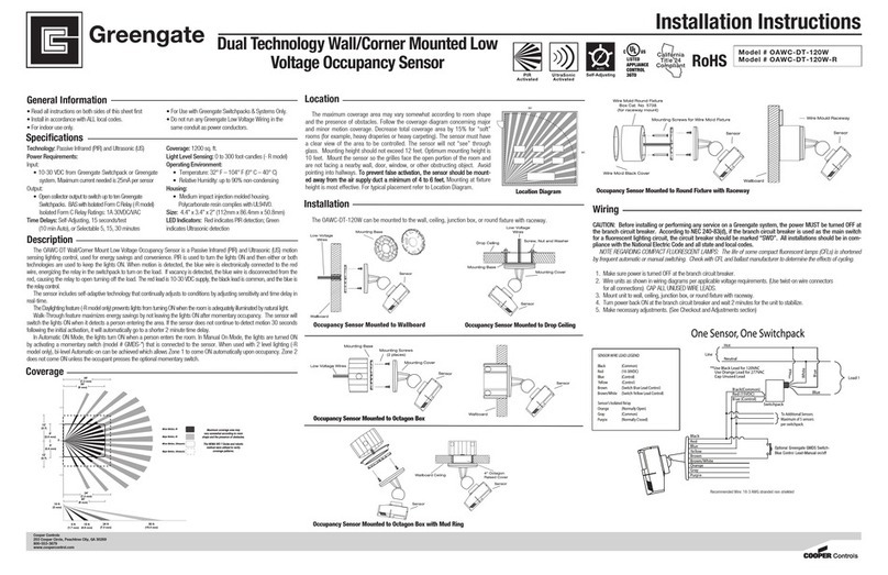 Cooper Controls Greengate OAWC-DT-120W installation instructions