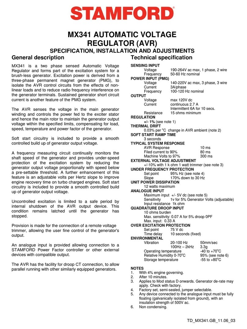 General Power STAMFORD MX341 Specification, Installation and Adjustments