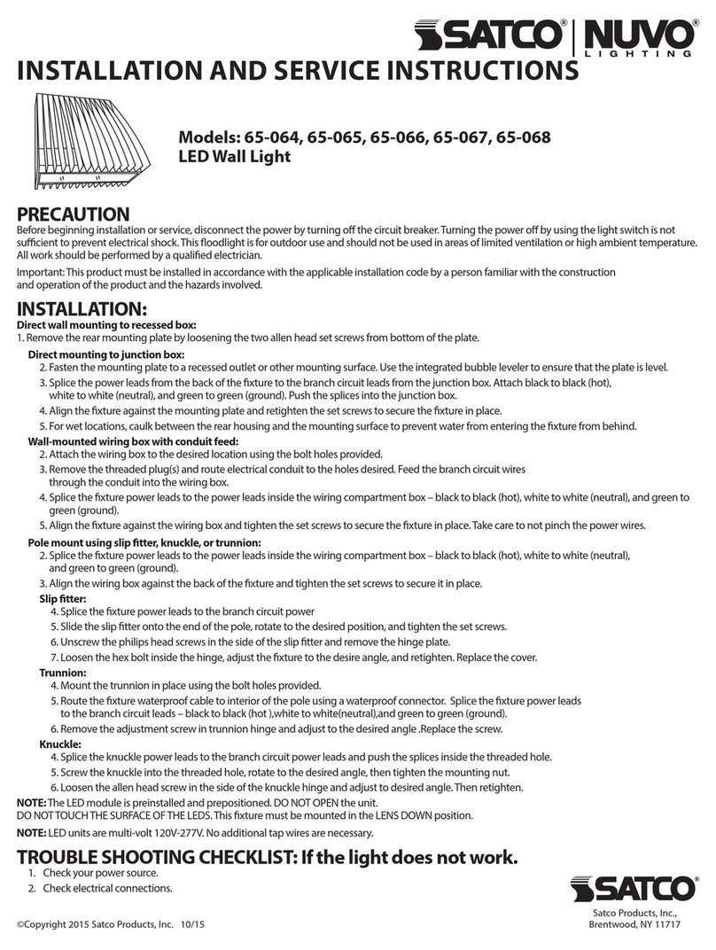 Satco NUVO LIGHTING 65-064 Installation and service instructions