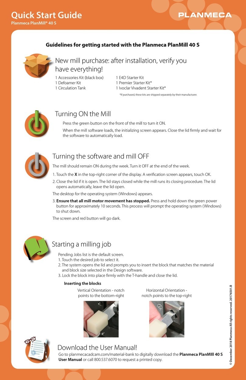 Planmeca PlanMill 40 S quick start guide