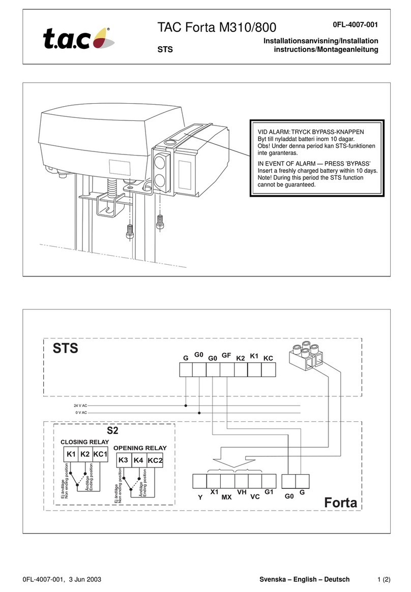 TAC Forta M310/800 installation instructions
