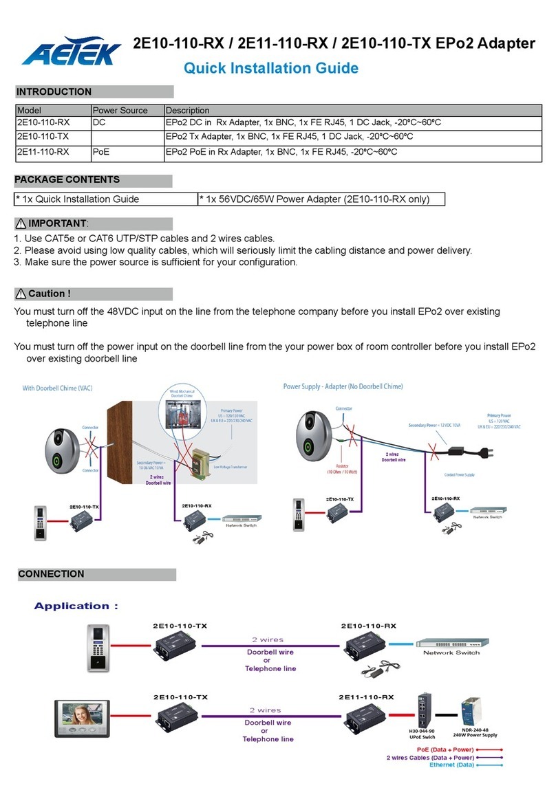 AETEK 2E10-110-RX Quick installation guide