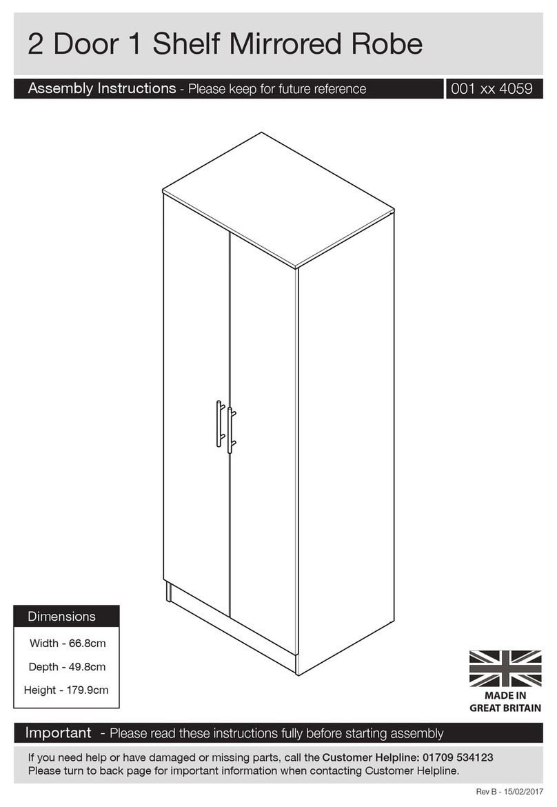 J D Williams 2 Door 1 Shelf Mirrored Robe Assembly instructions