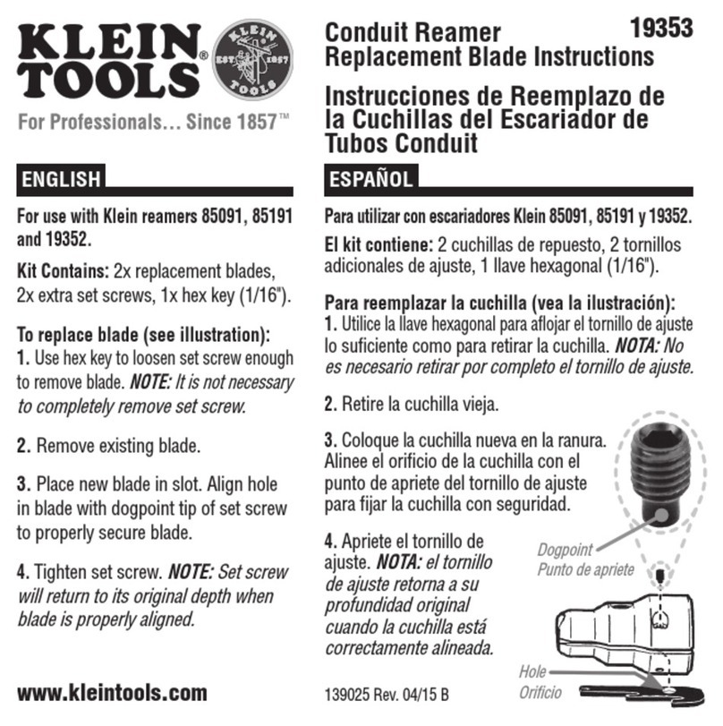 Klein Tools 19353 Replacement instructions Klein Tools 19353 Replacement instructions