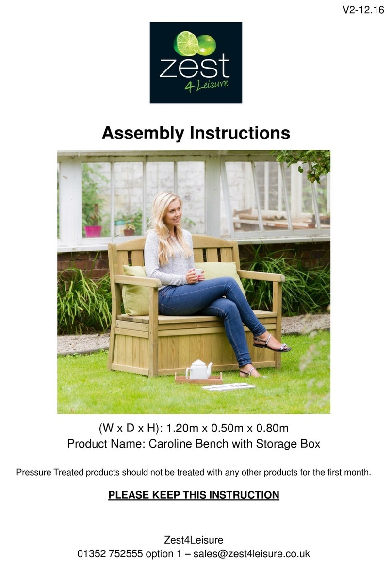 Zest 4 Leisure Caroline Bench with Storage Box User manual Zest 4 Leisure Caroline Bench with Storage Box User manual