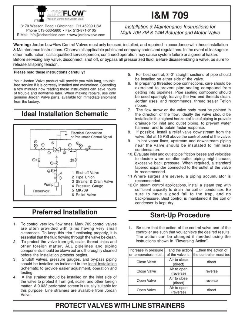 Jordan Valve LowFlow Mark 709 7M Installation & maintenance instructions
