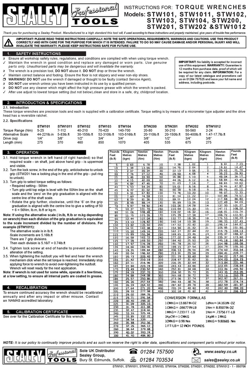 Sealey STW101 User manual Sealey STW101 User manual
