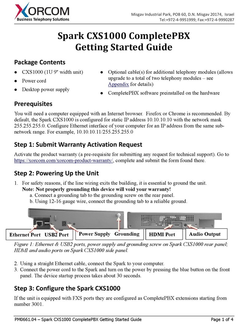 Xorcom Spark CXS1000 Getting started guide