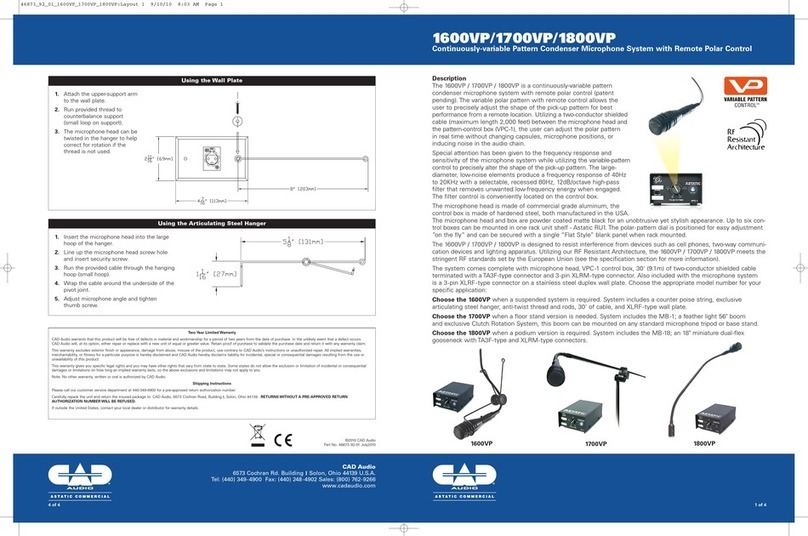 CAD Audio 1600VP manual
