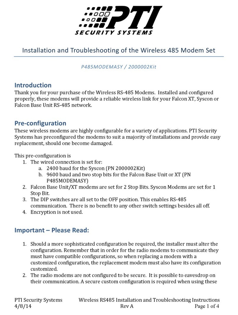 PTI security systems P485MODEMASY Installation and troubleshooting