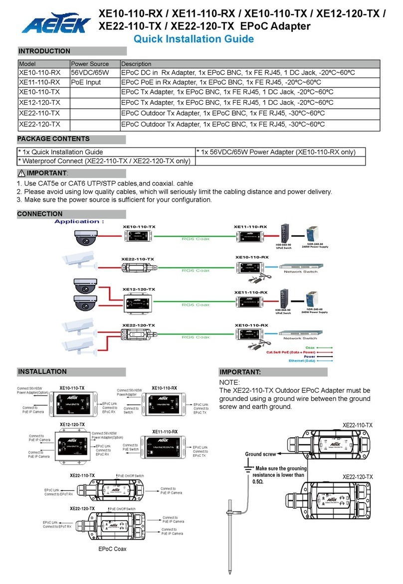 AETEK XE10-110-RX Quick installation guide