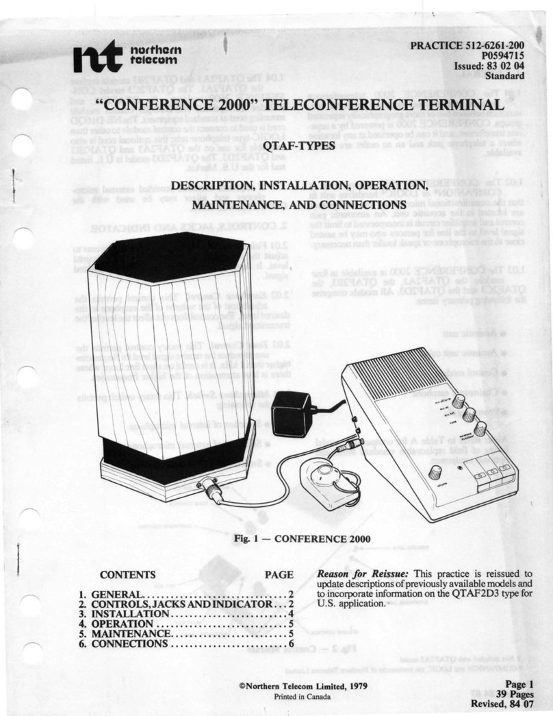 Northern Telecom CONFERENCE 2000 Installation, operation & maintenance instructions