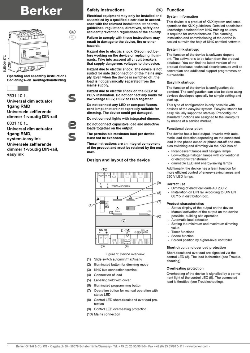 Berker 7531 10 1 Series Operating and assembly instructions
