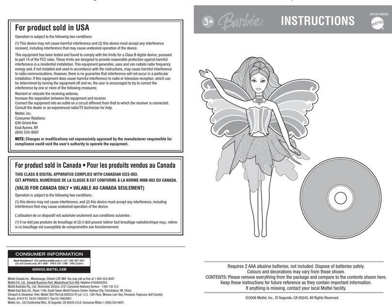 Mattel Barbie K8130 instructions