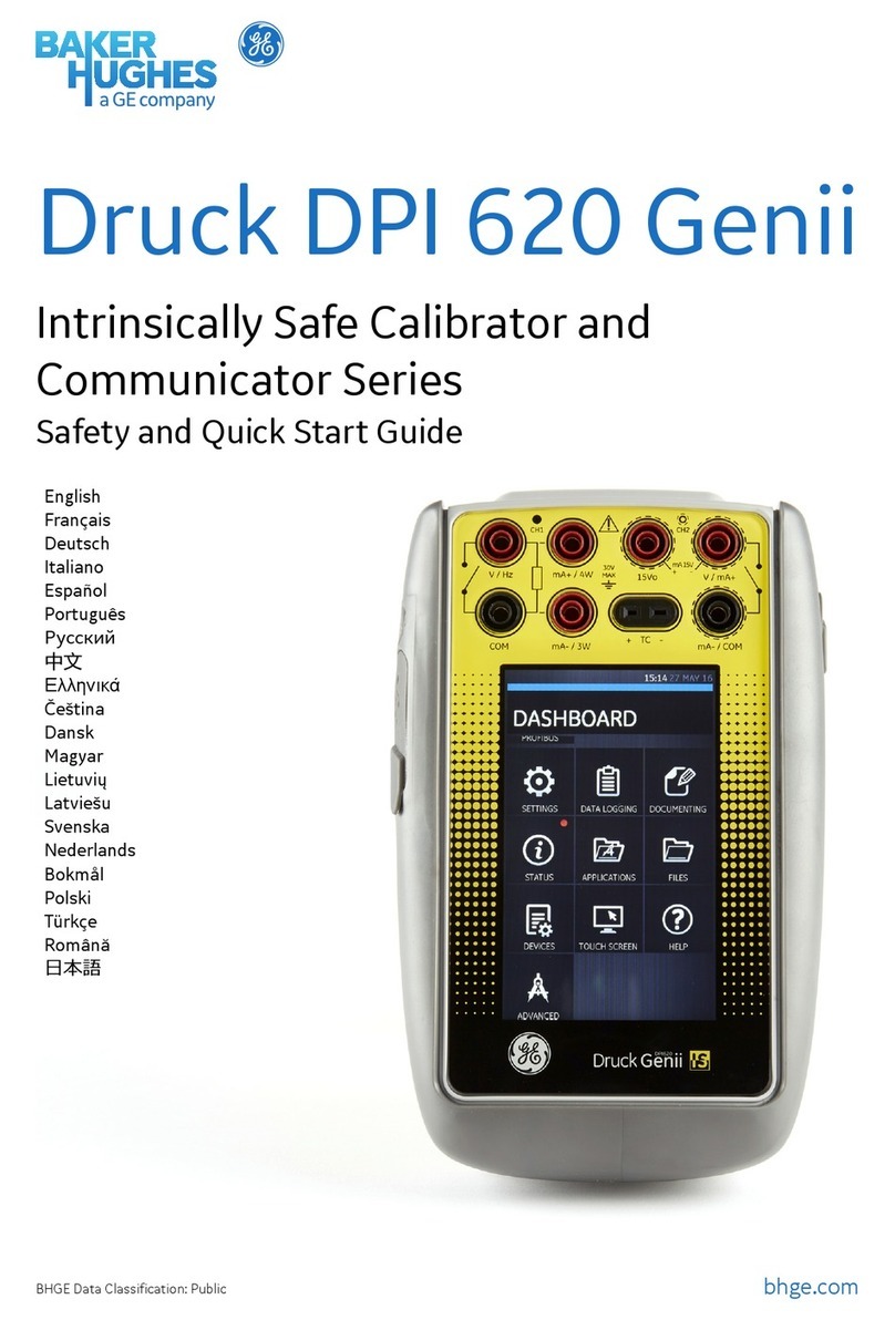 Baker Hughes Druck DPI 620 Genii Safety and Quick Start guide