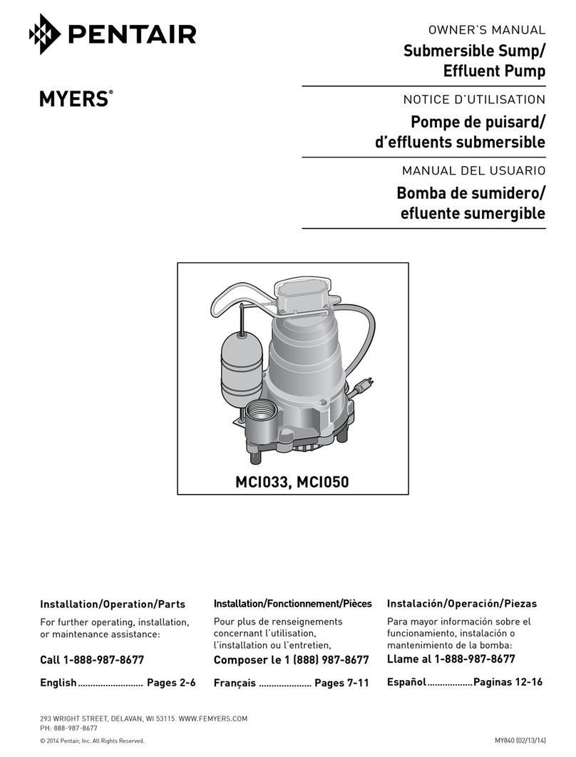 Pentair MYERS MCI033 owner's manual