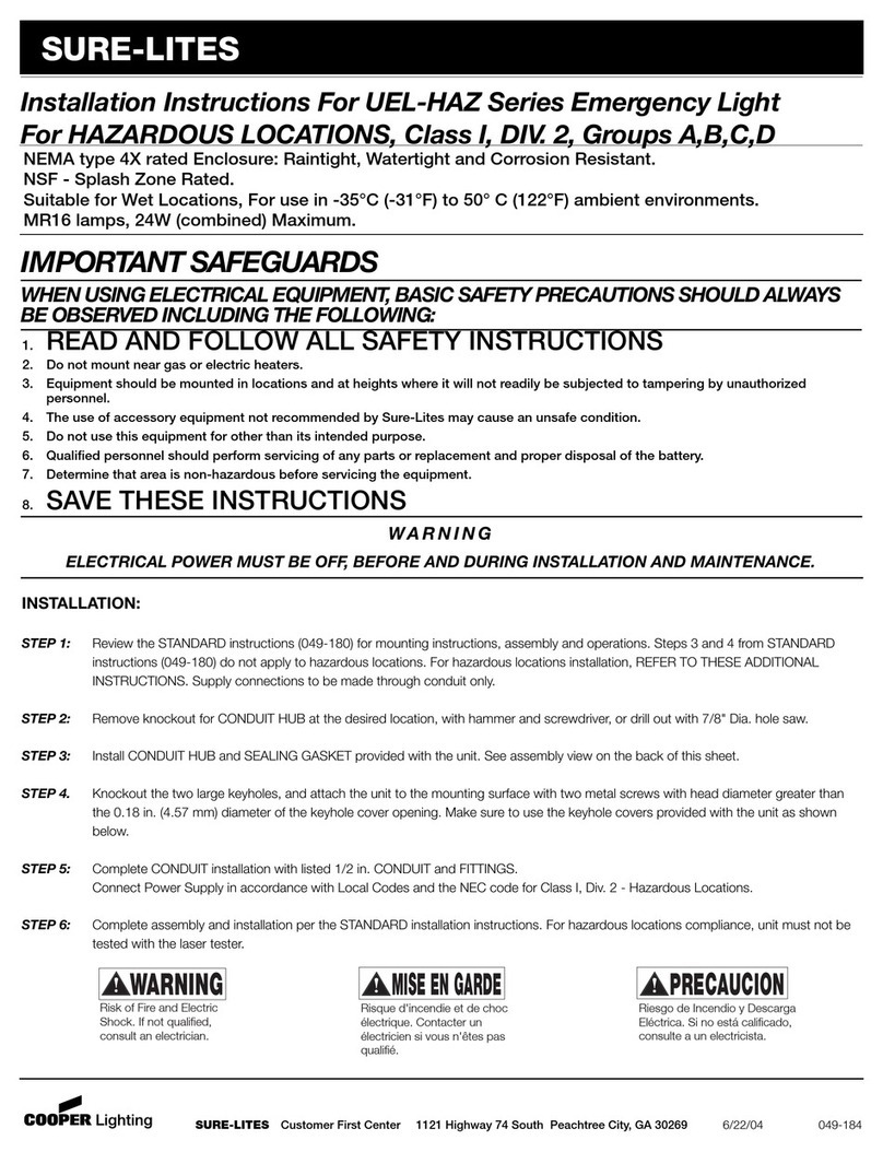 Sure-Lites UEL-HAZ Series installation instructions Sure-Lites UEL-HAZ Series installation instructions