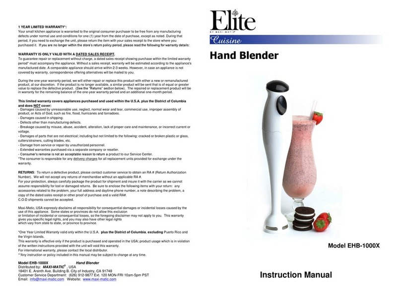 Maxi-matic Elite Cuisine EHB-1000X User manual