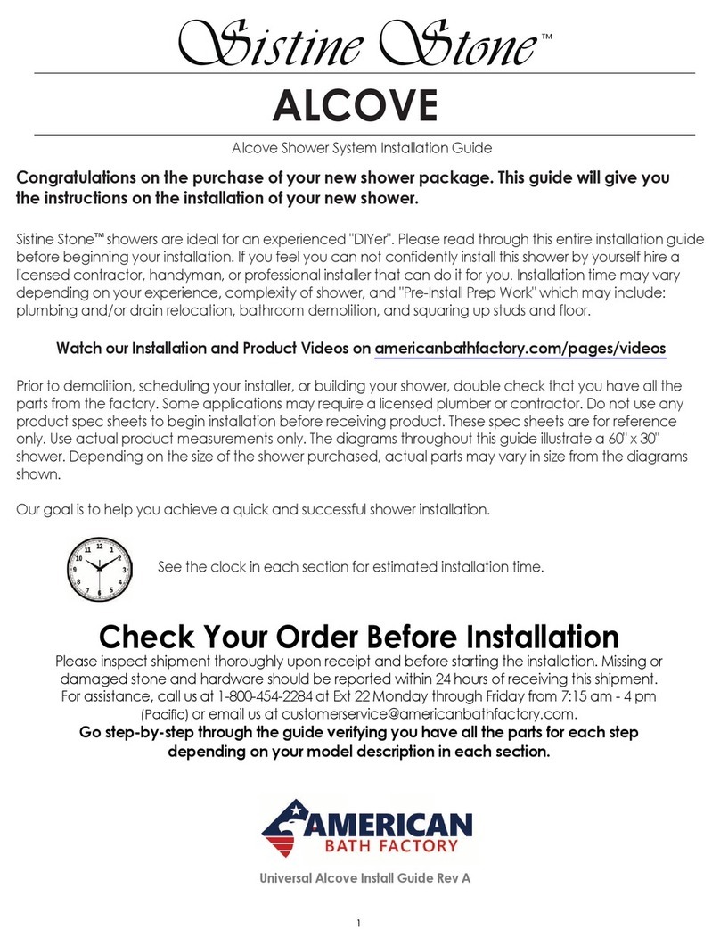 American Bath Factory Sistine Stone Alcove installation guide American Bath Factory Sistine Stone Alcove installation guide