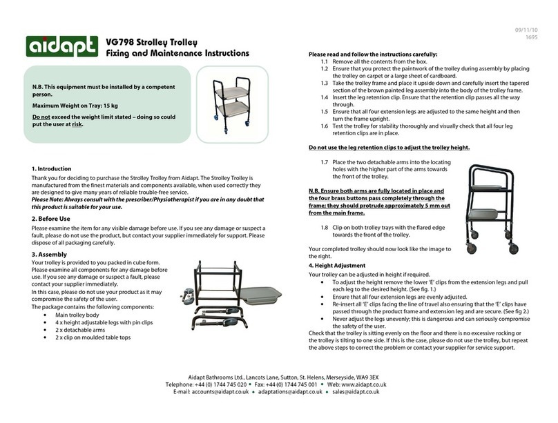 aidapt VG798 Fixing and maintenance instructions