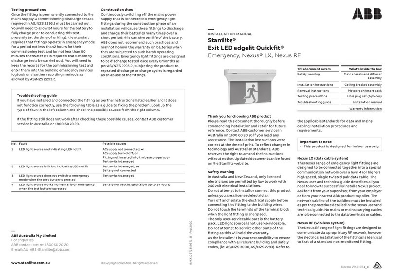 ABB Stanilite Exit LED edgelit Quickfit installation manual ABB Stanilite Exit LED edgelit Quickfit installation manual