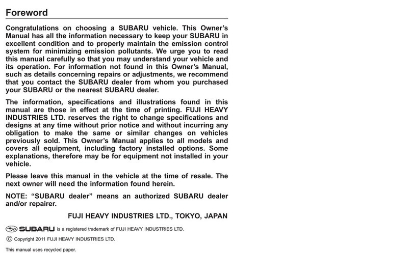Subaru 2012 Forester owner's manual